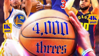 历史第一人！库里生日夜命中生涯第4000颗三分